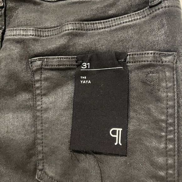 Anthropologie Pilcro Women's Yaya Coated Mid- Rise Crop Flare Jeans Black Sz 31 - Picture 8 of 15